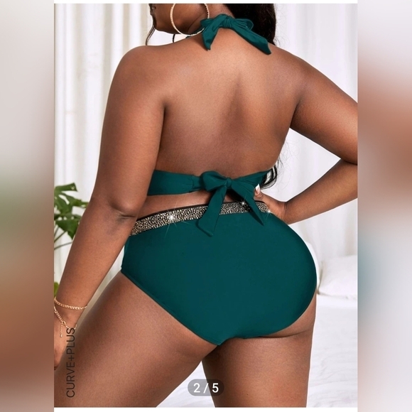 New 2 piece Halter top Bikini  Bathing Suit Swim Suit Plus Size 4XL - Picture 2 of 6